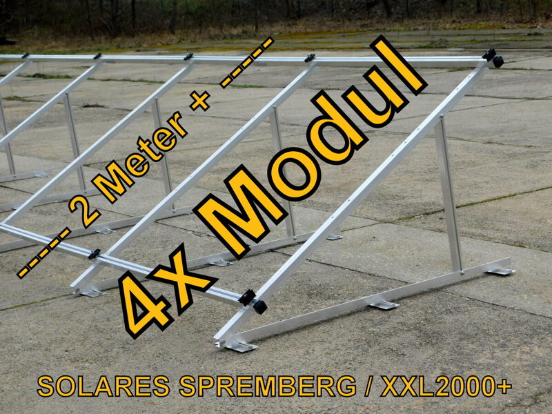 Komplettlösung Aufständerung für 4x Modul vertikal / hochkant XXL2000+/4 für Flachdach Bitumdach Trapezblechdach 10-40 Grad hochfest / 500-690 Watt