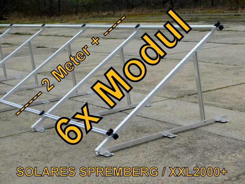 Komplettlösung Aufständerung für 6x Modul vertikal / hochkant XXL2000+/6 für Flachdach Bitumdach Trapezblechdach 10-40 Grad hochfest / 500-690 Watt