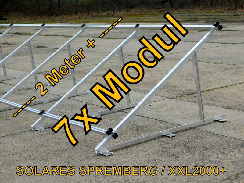 Komplettlösung Aufständerung für 7x Modul vertikal / hochkant XXL2000+/7 für Flachdach Bitumdach Trapezblechdach 10-40 Grad hochfest / 500-690 Watt