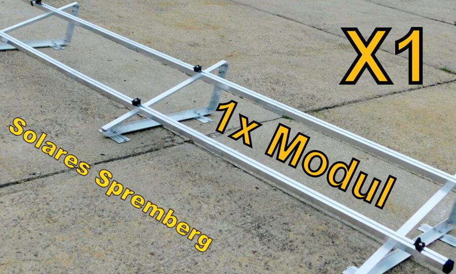 Komplettlösung Aufständerung für 1x Modul horizontal / quer X1 für Flachdach Bitumdach Trapezblechdach 10-40 Grad fest o. flexibel zur Klemmung auf der kurzen Modulseite