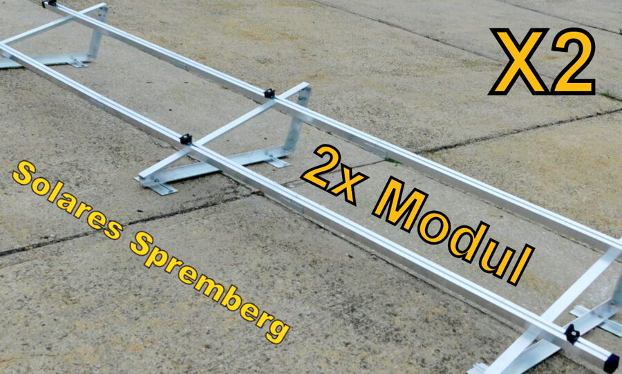 Komplettlösung Aufständerung für 2x Modul horizontal / quer X2 für Flachdach Bitumdach Trapezblechdach 10-40 Grad fest o. flexibel zur Klemmung auf der kurzen Modulseite