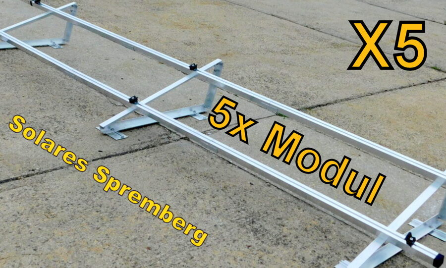 Komplettlösung Aufständerung für 5x Modul horizontal / quer X5 für Flachdach Bitumdach Trapezblechdach 10-40 Grad fest o. flexibel zur Klemmung auf der kurzen Modulseite
