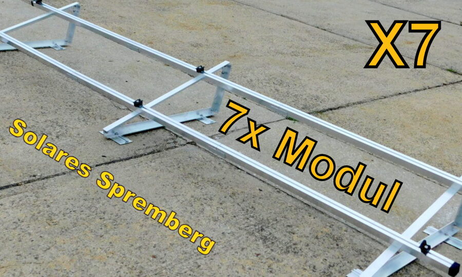 Komplettlösung Aufständerung für 7x Modul horizontal / quer X7 für Flachdach Bitumdach Trapezblechdach 10-40 Grad fest o. flexibel zur Klemmung auf der kurzen Modulseite