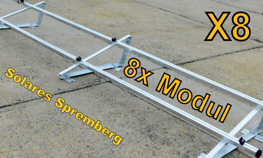 Komplettlösung Aufständerung für 8x Modul horizontal / quer X8 für Flachdach Bitumdach Trapezblechdach 10-40 Grad fest o. flexibel zur Klemmung auf der kurzen Modulseite