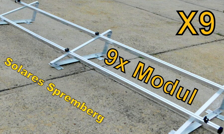 Komplettlösung Aufständerung für 9x Modul horizontal / quer X9 für Flachdach Bitumdach Trapezblechdach 10-40 Grad fest o. flexibel zur Klemmung auf der kurzen Modulseite