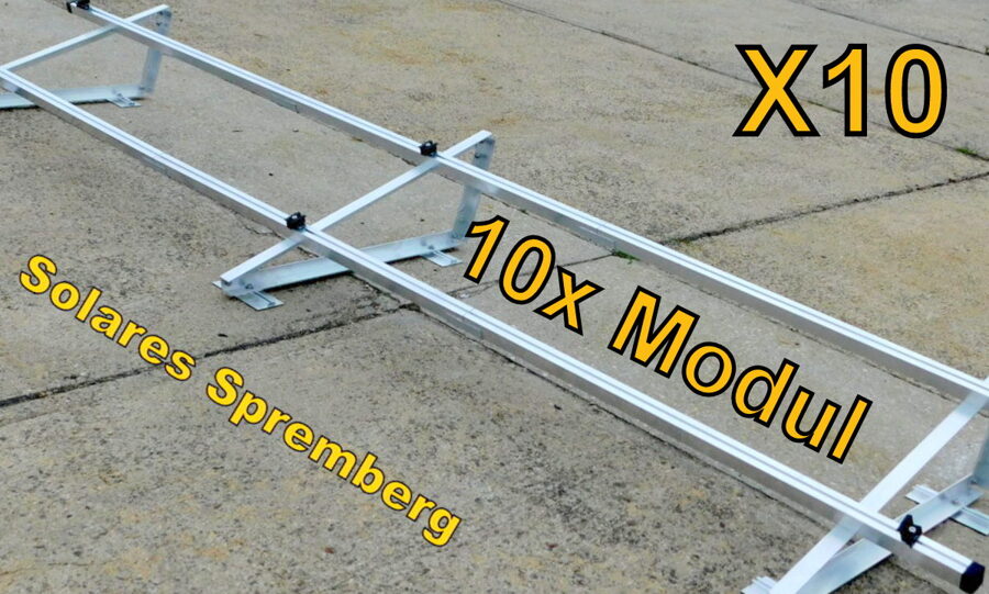 Komplettlösung Aufständerung für 10x Modul horizontal / quer X10 für Flachdach Bitumdach Trapezblechdach 10-40 Grad fest o. flexibel zur Klemmung auf der kurzen Modulseite