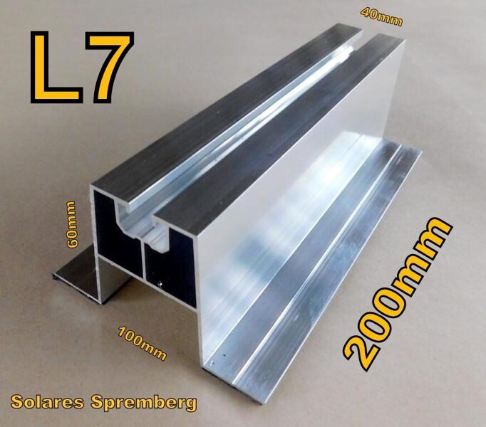 4-100x Montageschiene L7 20cm beschichtet Aluminium für Flachdach Trapezblech Fassade Bitumdach 60x90x200mm M8 Nut L7