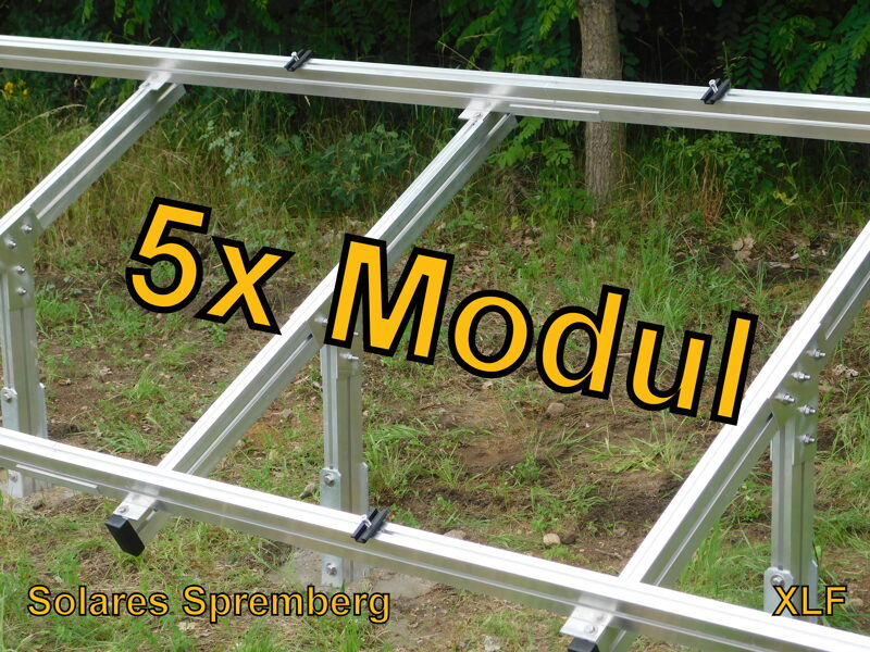 Komplettlösung Freilandanlage XLF/5//20-30 Grad für weichen Untergrund für 5x Module vertikal / hochkant verlegt