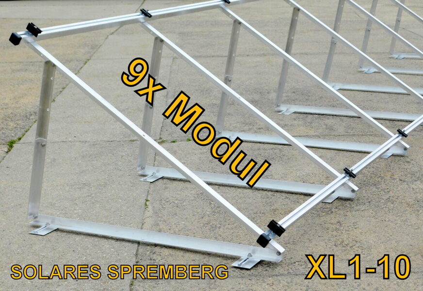 Komplettlösung Aufständerung für 9x Modul vertikal / hochkant XL9 für Flachdach Bitumdach Trapezblechdach 10-40 Grad fest o. flexibel