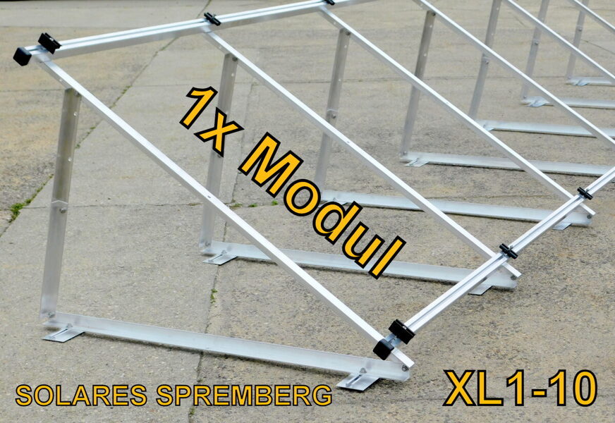 Komplettlösung Aufständerung für 1x Modul vertikal / hochkant XL1 für Flachdach Bitumdach Trapezblechdach 10-40 Grad fest o. flexibel