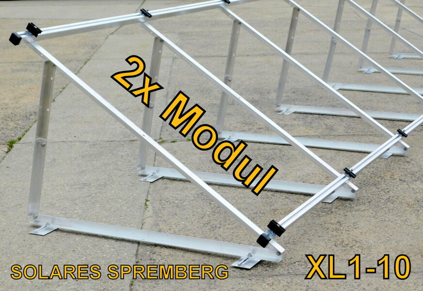 Komplettlösung Aufständerung für 2x Modul vertikal / hochkant XL2 für Flachdach Bitumdach Trapezblechdach 10-40 Grad fest o. flexibel