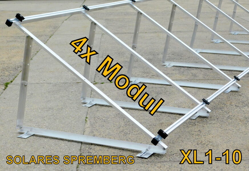 Komplettlösung Aufständerung für 4x Modul vertikal / hochkant XL4 für Flachdach Bitumdach Trapezblechdach 10-40 Grad fest o. flexibel