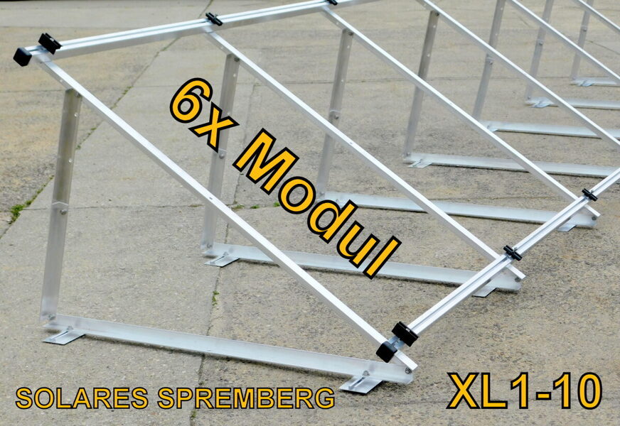 Komplettlösung Aufständerung für 6x Modul vertikal / hochkant XL6 für Flachdach Bitumdach Trapezblechdach 10-40 Grad fest o. flexibel