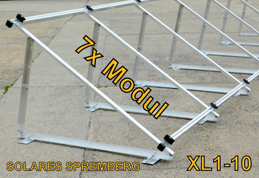 Komplettlösung Aufständerung für 7x Modul vertikal / hochkant XL7 für Flachdach Bitumdach Trapezblechdach 10-40 Grad fest o. flexibel